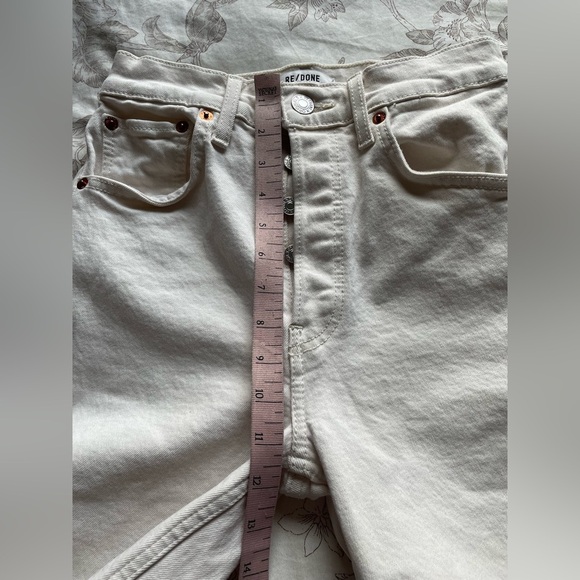Re/Done 70s High Rise Skinny Boot Jeans 25 Vintage White Button Fly Minimalist - Picture 14 of 16